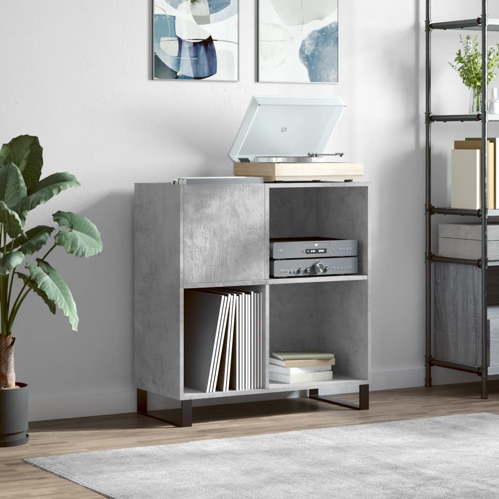 Record Cabinet Concrete Grey 84.5x38x89 cm Engineered Wood